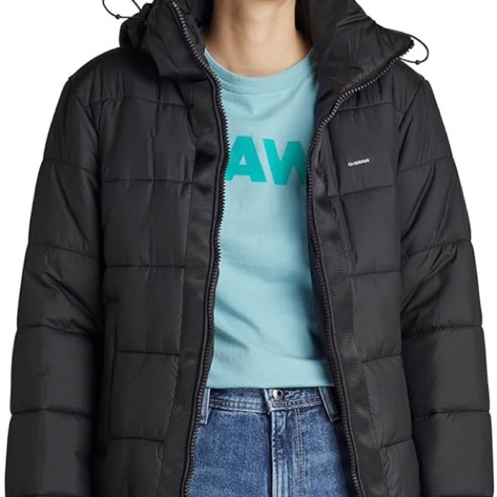 G-STAR RAW MEEFIC Women's Black Quilted Hooded Puffer Jacket